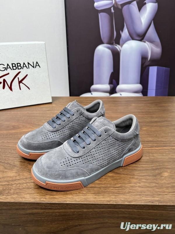 2025 Men Dolce & Gabbana Gray Suede Casual Sneakers LY00280