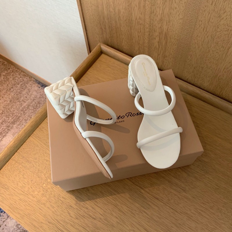 2025 Women Gianvito Rossi White Leather Sandals