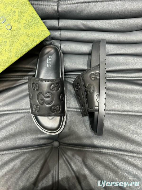 2024 GUCCI Black Leather Slippers MJ00200