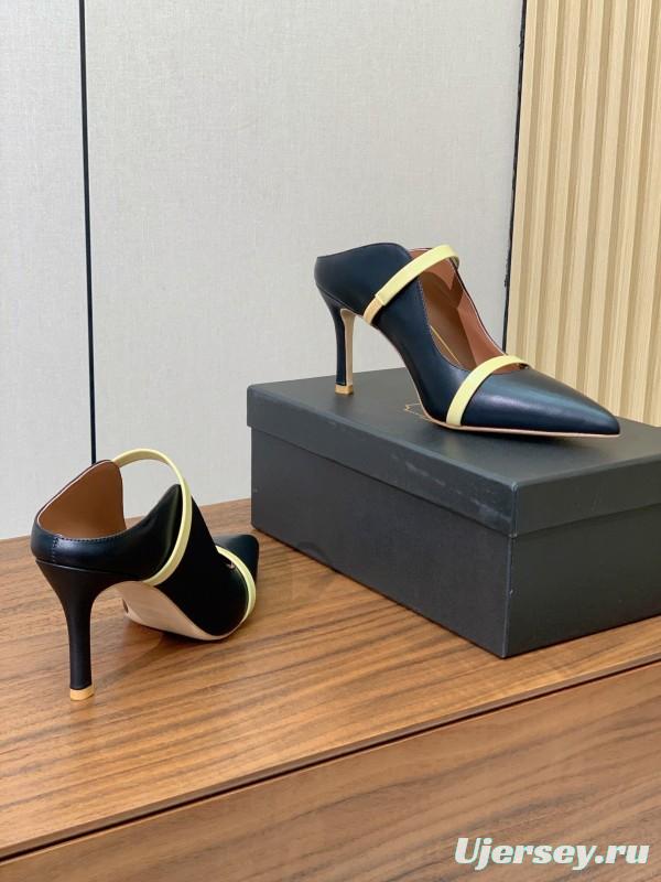 2025 Women Malone Souliers Black Yellow Leather Pumps