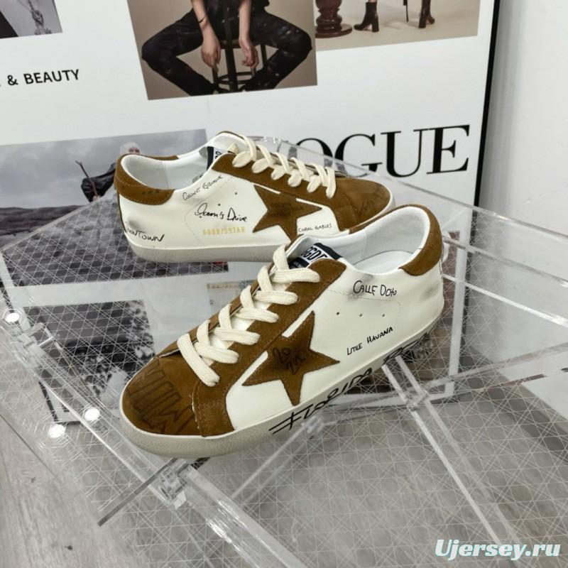 2025 Unisex GGDB White Brown Calf Leather Sneakers