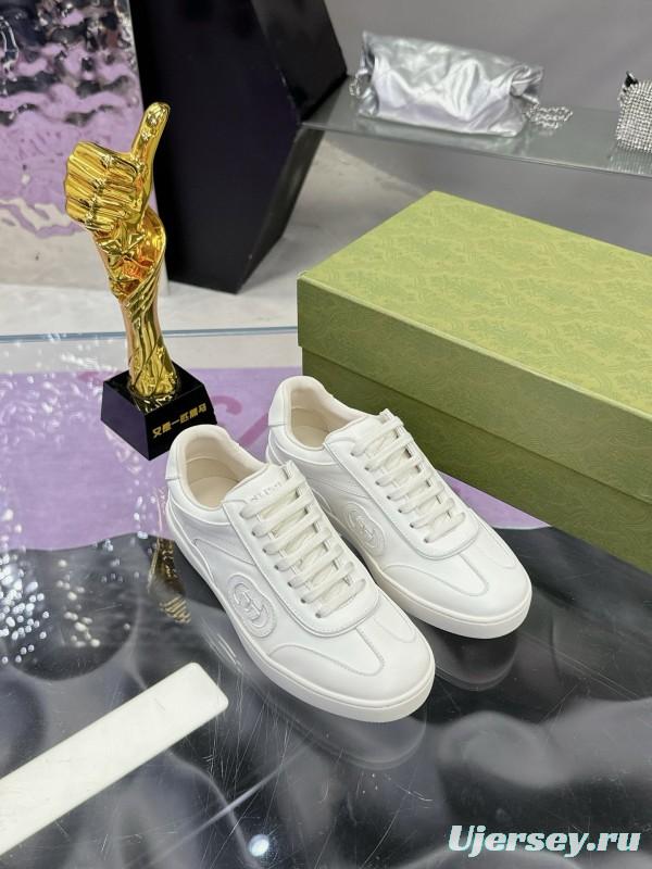 2024 Unisex Gucci White Leather Suede Sneakers MJ00310
