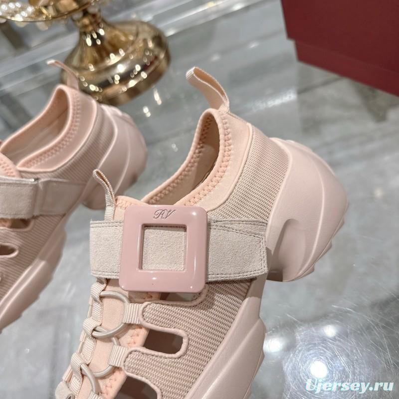 2025 Women RV Pink Knit Suede Sneakers LY00400