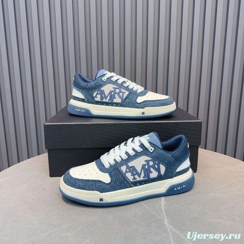 2025 Unisex Amiri Blue White Leather Sneakers MJ00360