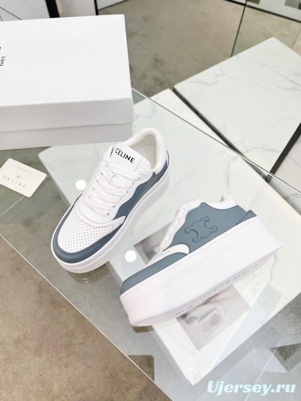 2025 Unisex CELINE White Grey Leather Sneakers