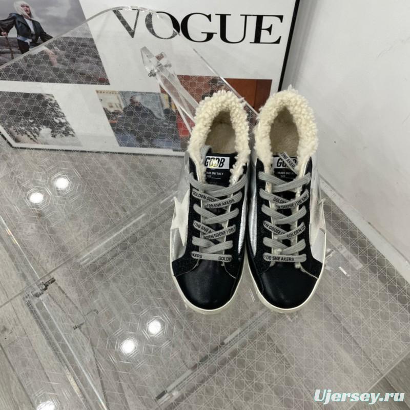 2025 Women GGDB Silver Black Leather Shearling Sneaker