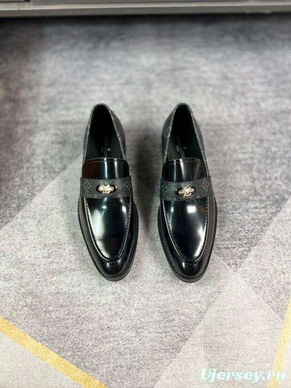 2024 Men Louis Vuitton Black Leather Formal Shoes MJ00290