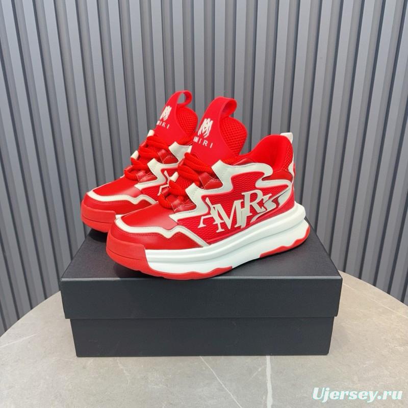 2024 Men Amiri Red White Leather Sneakers MJ00400