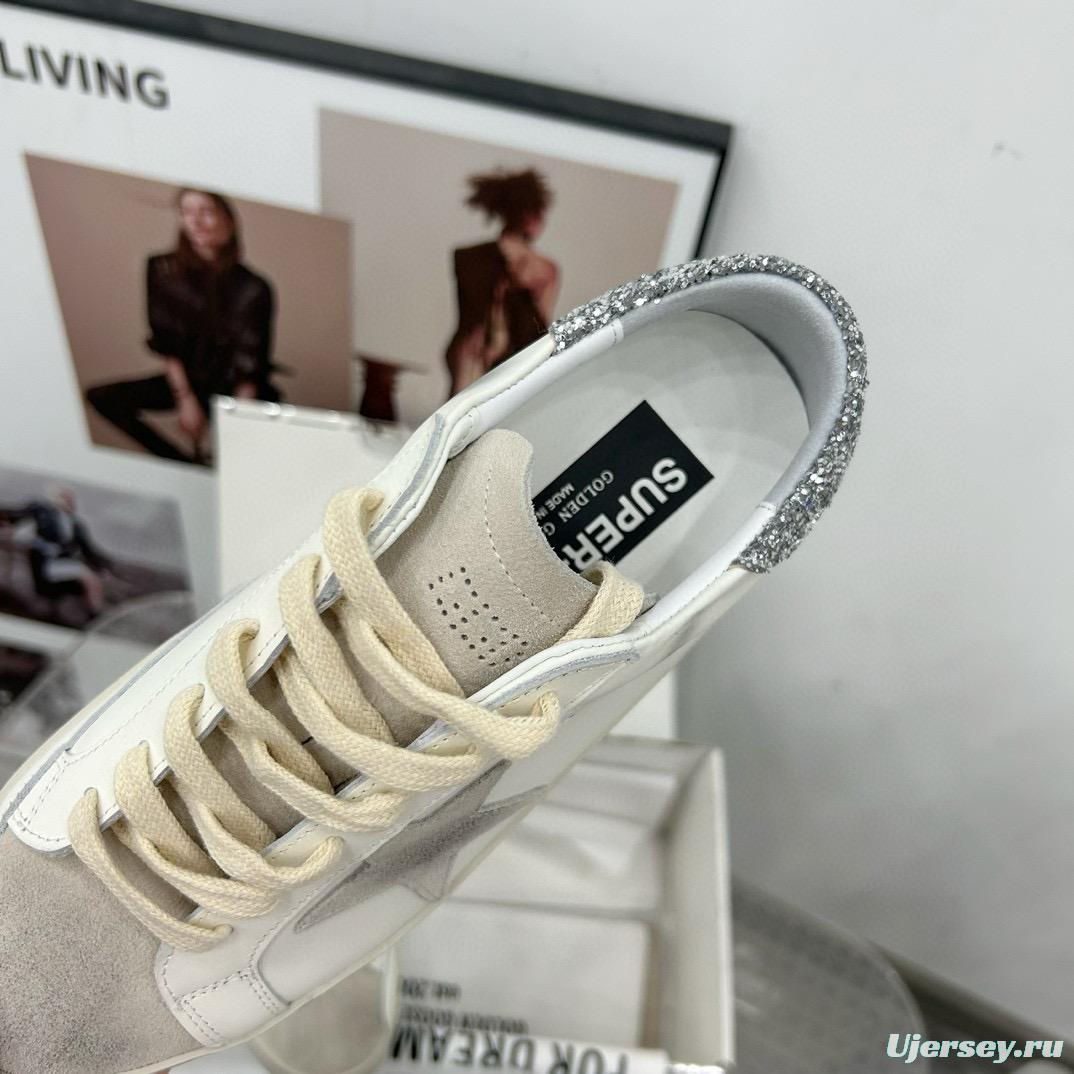 2024 Women GGDB White Grey Leather Suede Sneakers