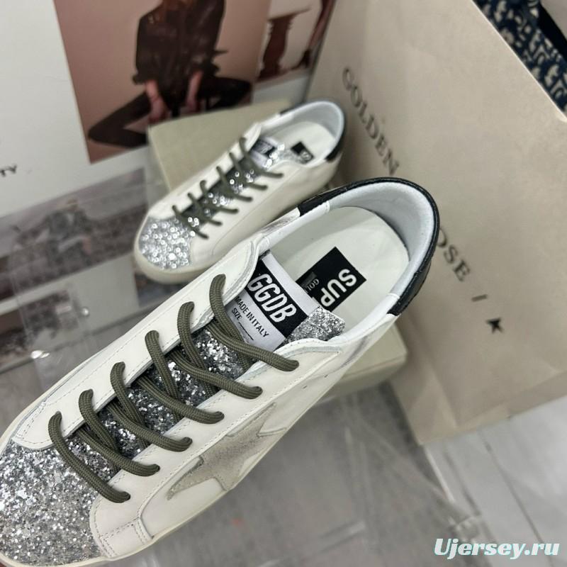 2025 Women GGDB White Silver Leather Sneakers MJ00260