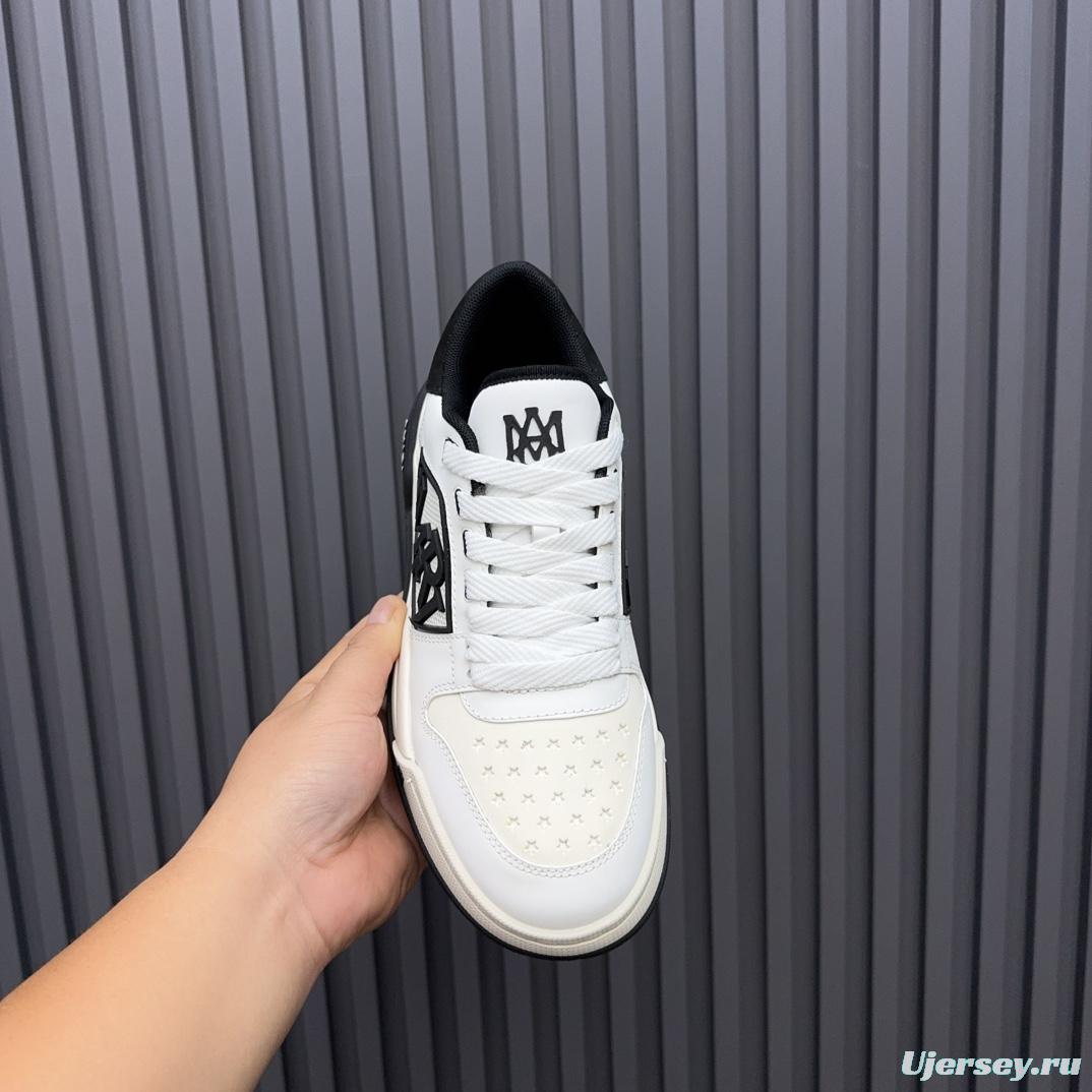 2025 Unisex Amiri White Black Leather Sneakers MJ00360