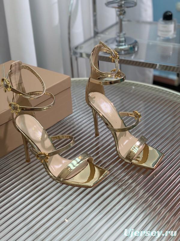 2025 Women Gianvito Rossi Gold Leather High Heel Sandals