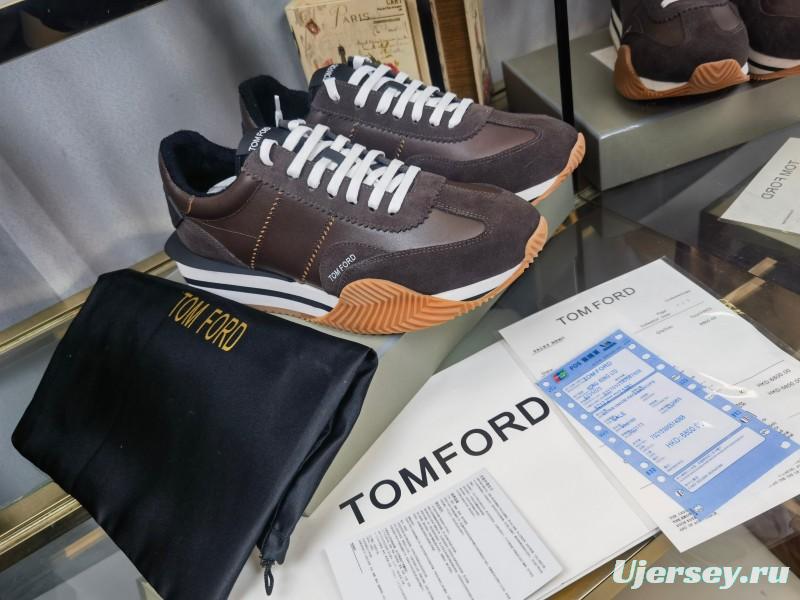 2025 Unisex TOM FORD Brown Black White Leather Cow Leather Sneakers LY00360(F)/LY00370(M)