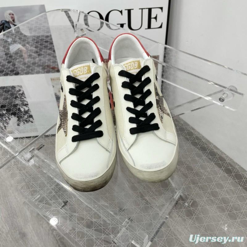 2025 Women GGDB White Red Leather Star Sneakers