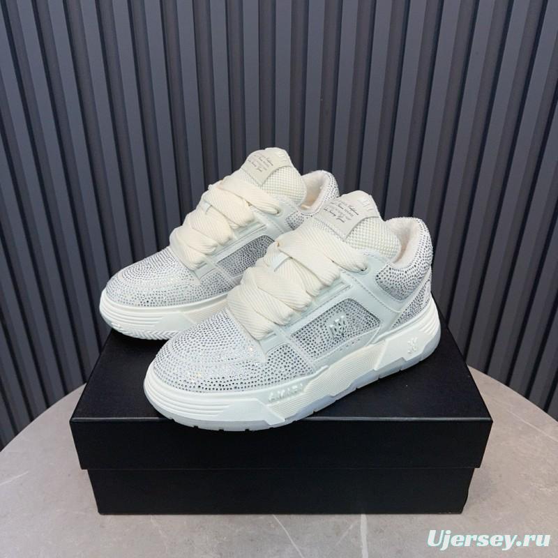 2024 Unisex Amiri White Mesh Leather Sneakers MJ00410