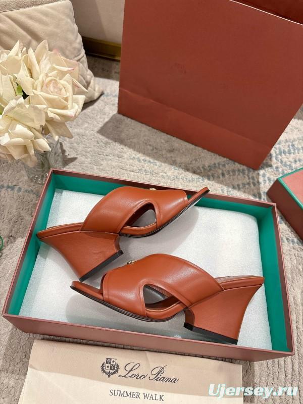 2025 Women Le Parmentier Brown Leather Sandals LY00300