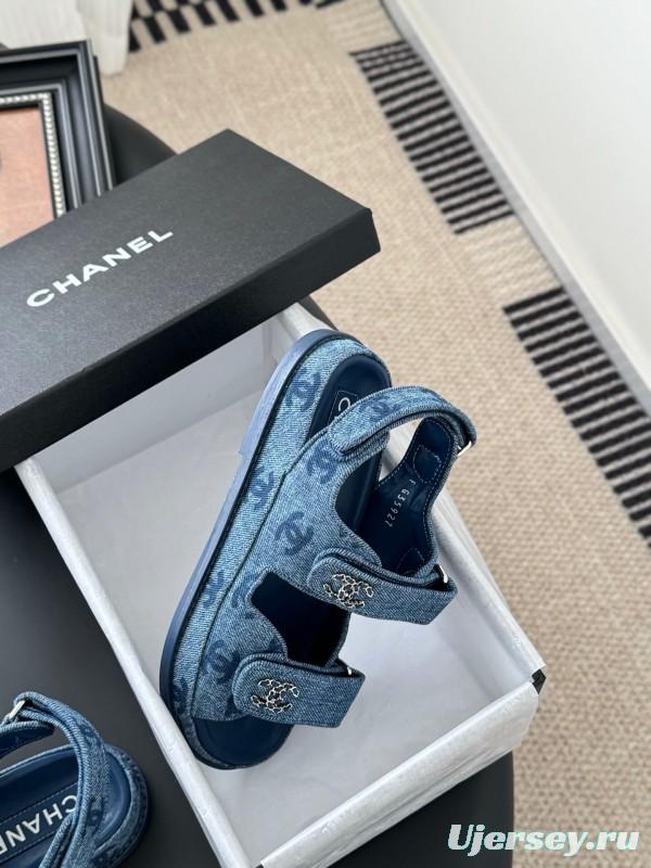 2025 Women Chanel Blue Denim Sandals LY00320