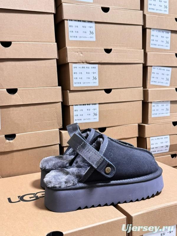 2024 Women UGG Grey Suede Slip-On Slippers MJ00170