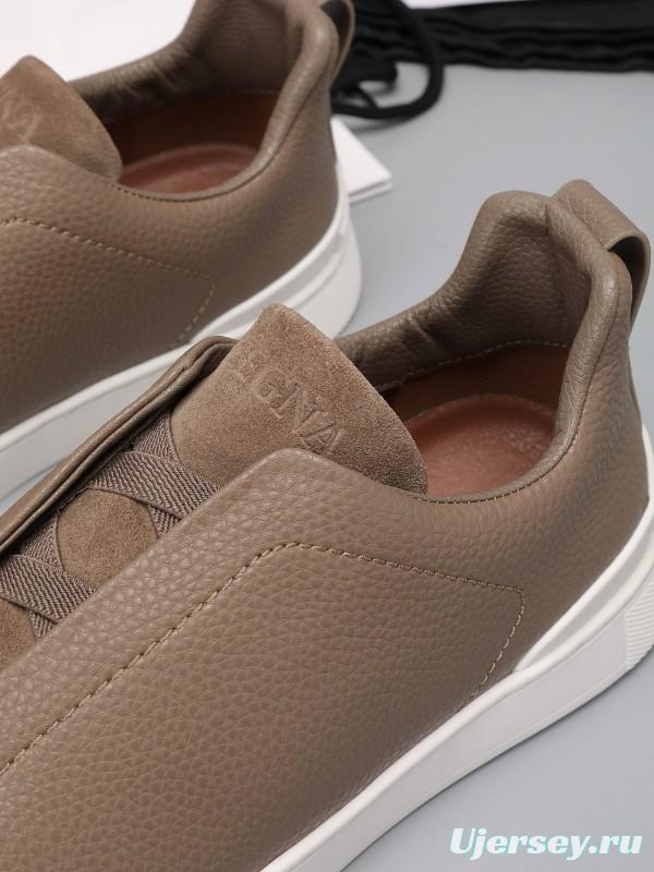 2024 Men Ermenegildo Zegna Brown Suede Leather Sneakers MJ00240