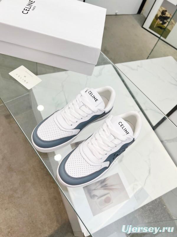 2025 Unisex CELINE White Grey Leather Sneakers
