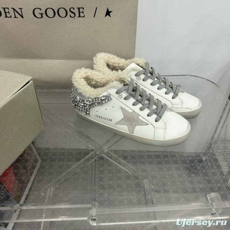 2025 Women GGDB White Grey Leather Shearling Sneakers MJ00260
