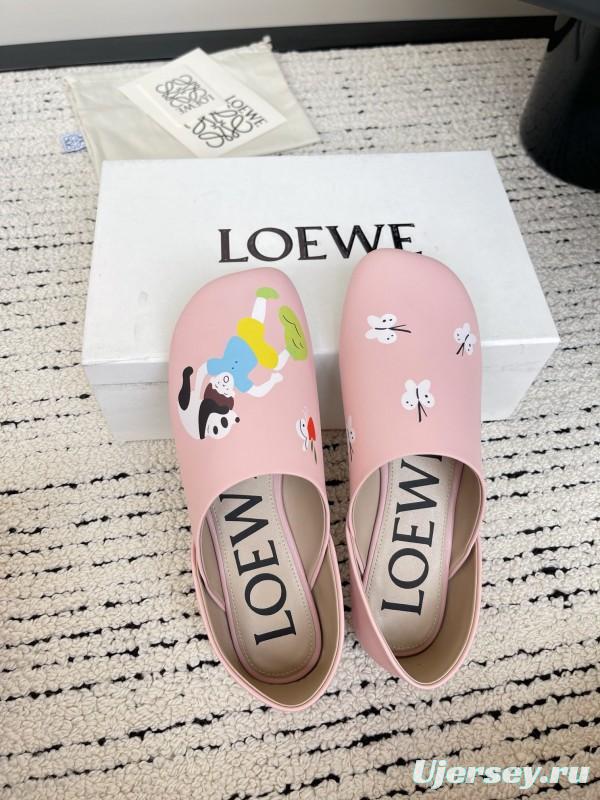 2025 Women Loewe Pink Leather Slippers LY00270