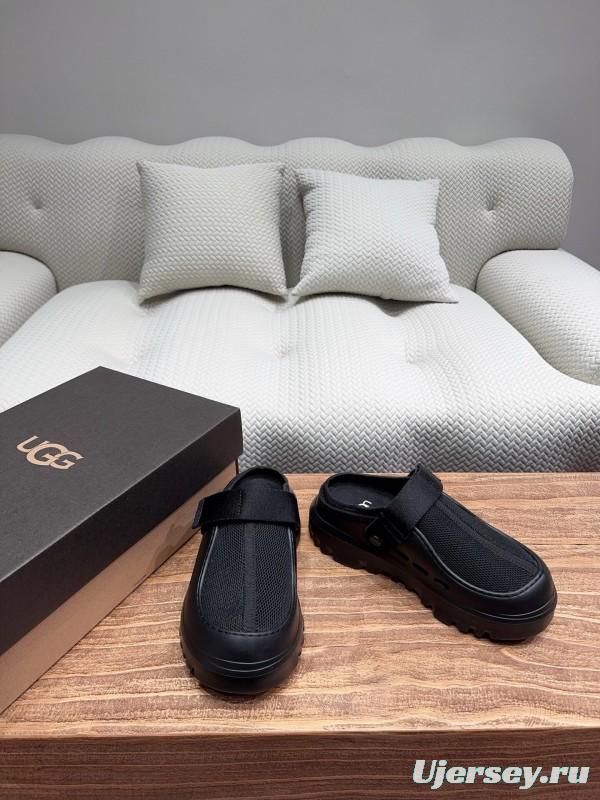 2025 Unisex UGG Black Textile Rubber Slippers Strap KFY00220(F)/KFY00230(M)