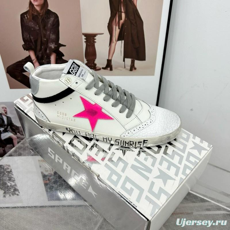 2024 Unisex GGDB White Pink Leather High Top Sneakers MJ00300