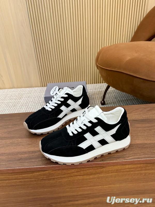 2025 Unisex HOGAN Black White Suede Leather Sneakers