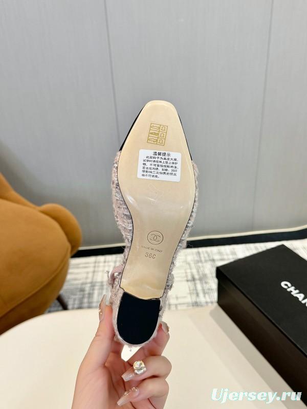 2025 Women Chanel Beige Black Tweed Leather Ballet Flats LY00240