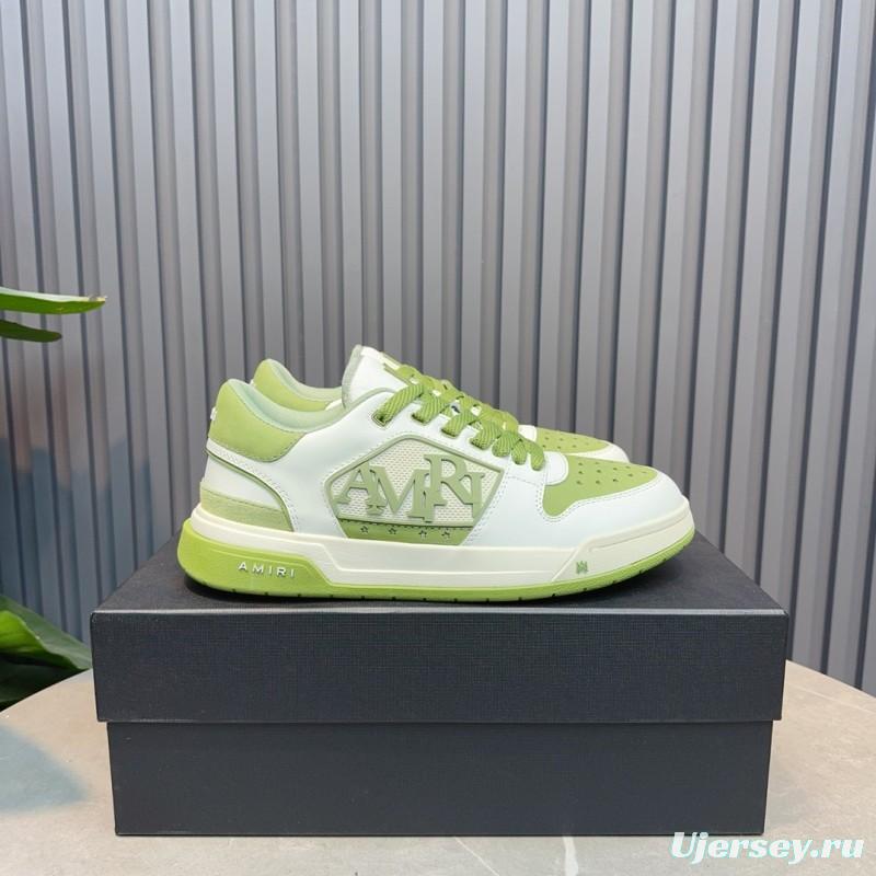 2025 Unisex Amiri Green White Leather Sneakers MJ00360