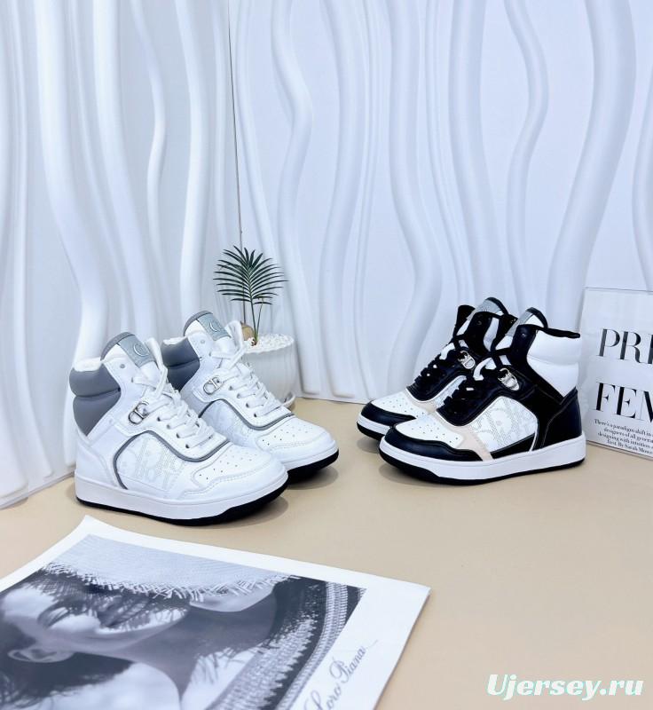 2024 Kids Dior White Grey Black Leather Canvas Sneakers