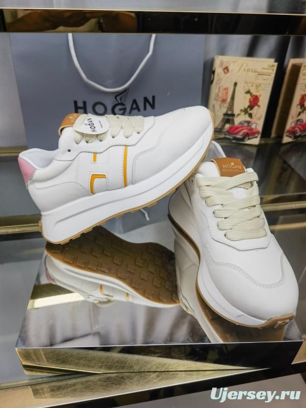 2025 Women HOGAN White Pink Leather Sneakers LY00360