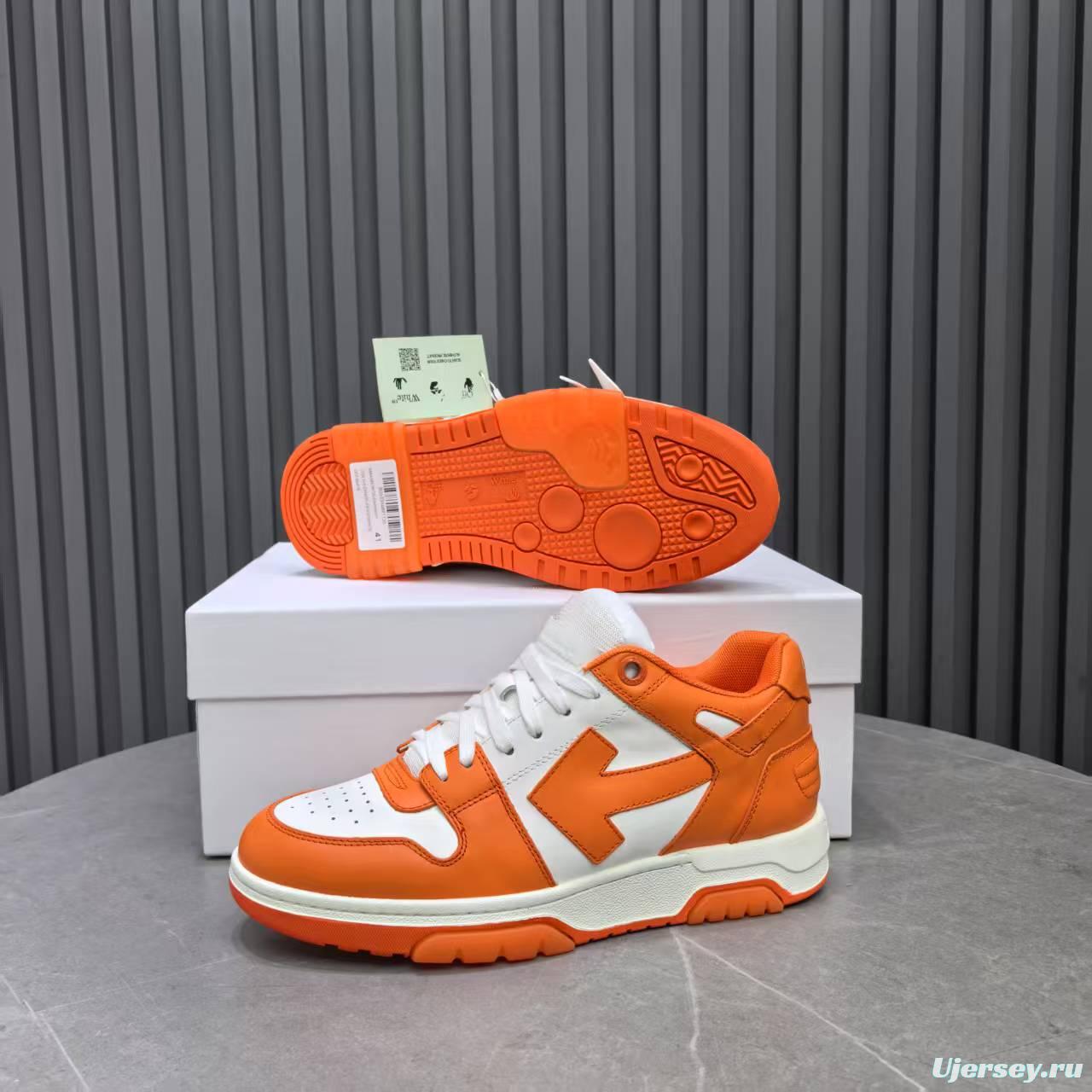 2025 Unisex Off-White Orange White Leather Sneakers MJ00320