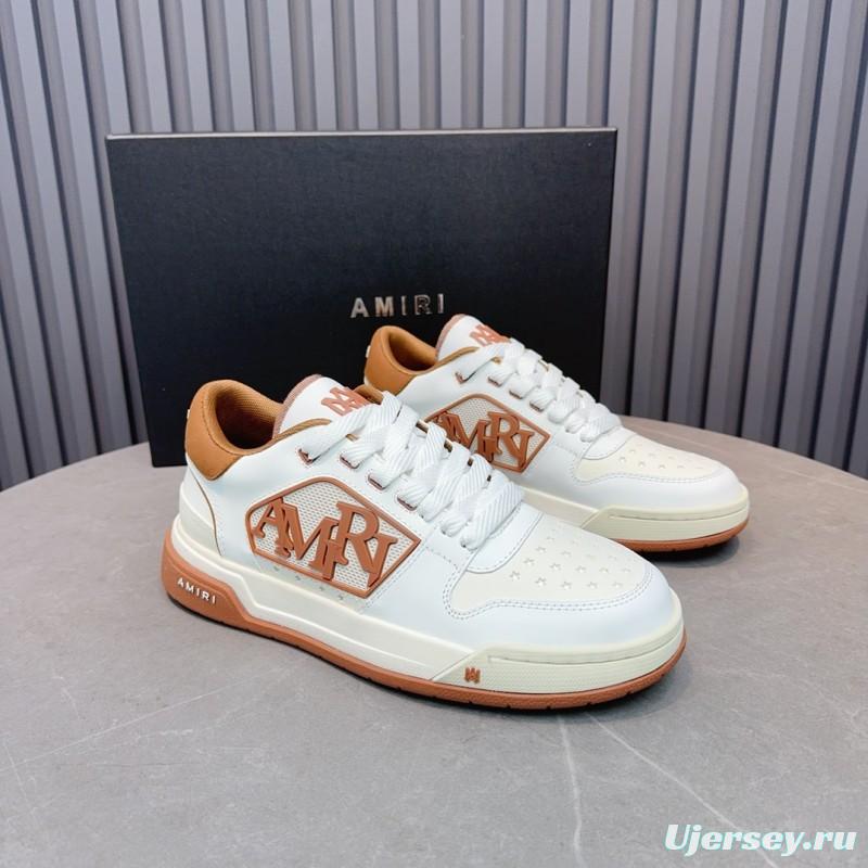 2025 Unisex Amiri White Brown Leather Sneakers MJ00360