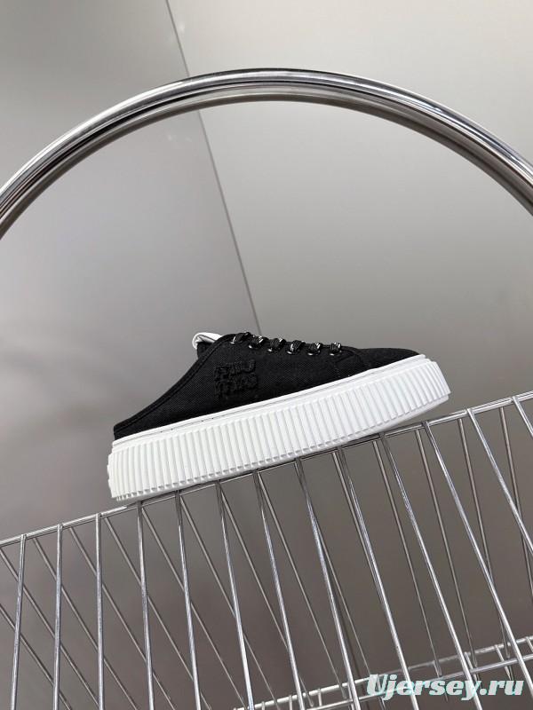 2025 Women Miu Miu Black Canvas Sneakers LY