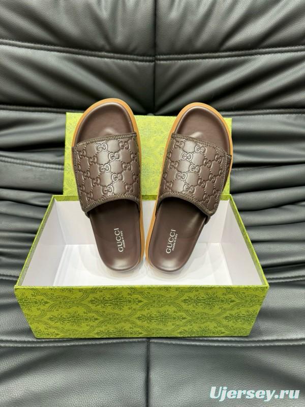 2024 Slippers Gucci Brown Leather Slippers MJ00200