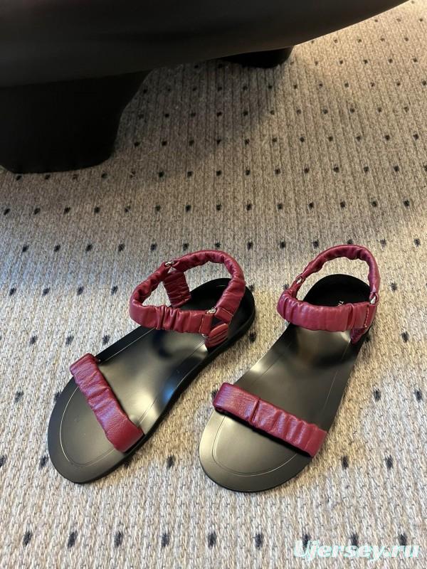 2025 Women The Row Burgundy Leather Sandals