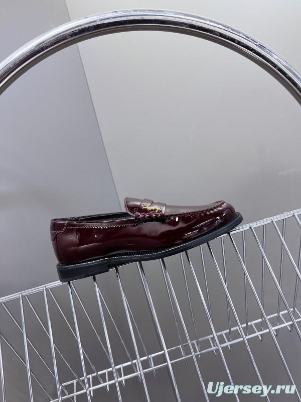 2025 Women Yves Saint Laurent Burgundy Leather Loafer KFY00350