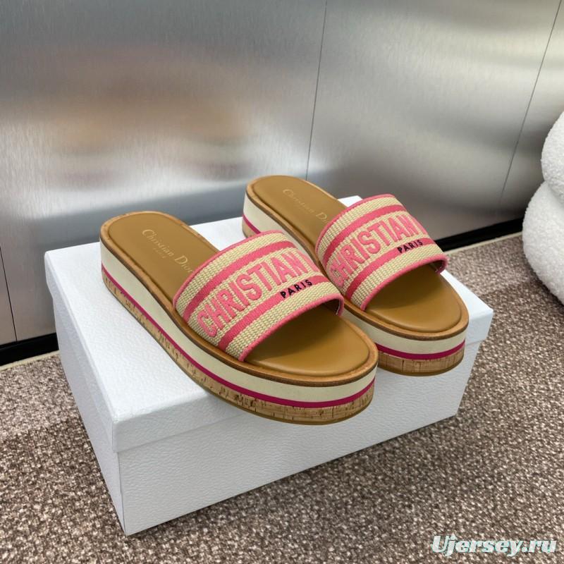 2025 Slippers Dior Pink Canvas Slide