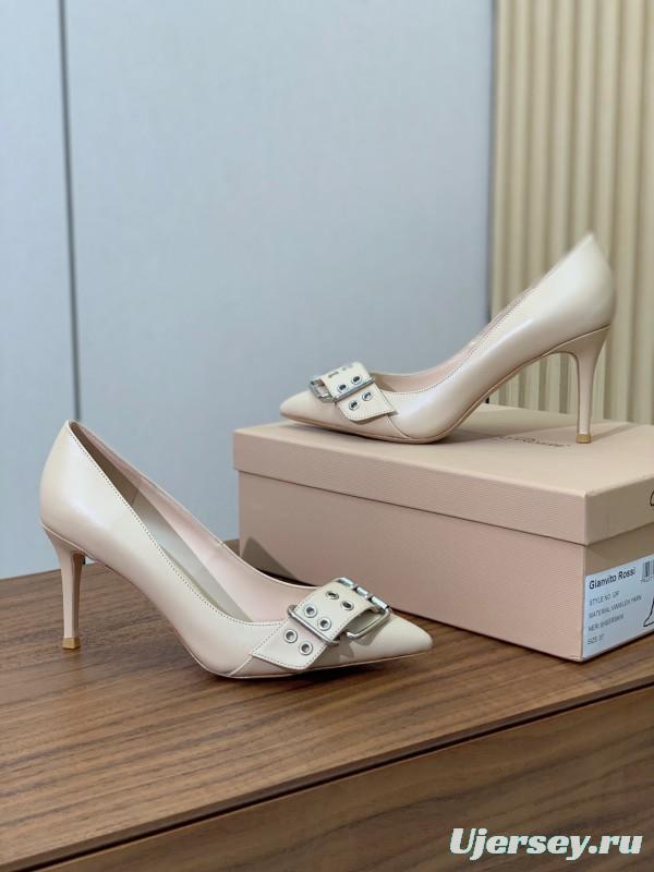2025 Women Gianvito Rossi Cream Leather Pumps Buckle KFY00300