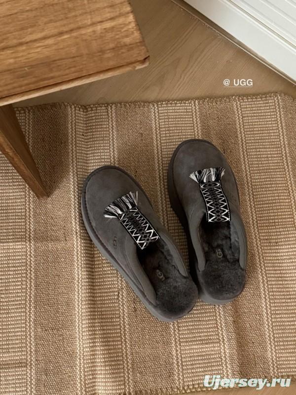 2024 UGG Gray Suede Slippers Tassel MJ00230
