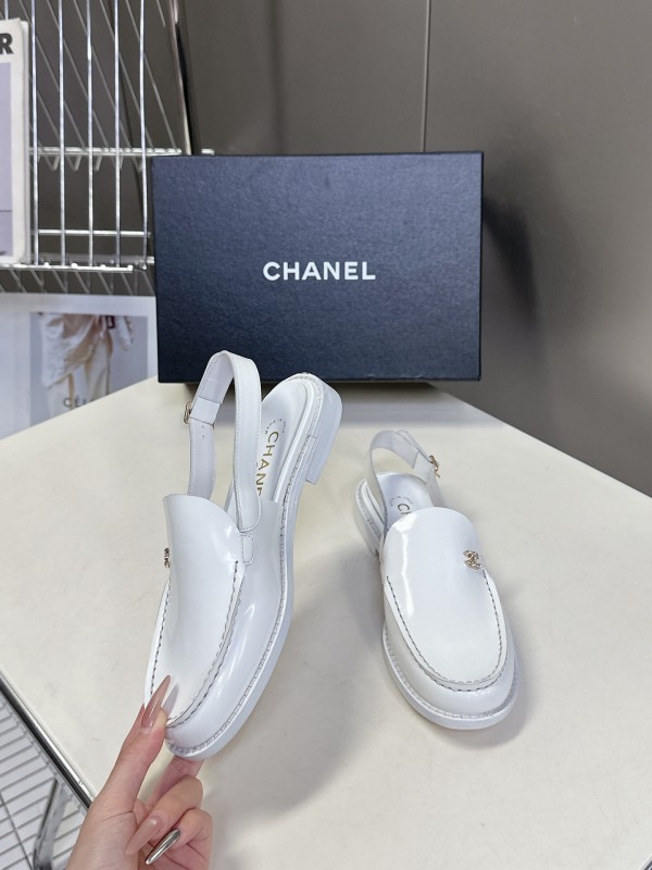 2025 Women Chanel White Leather Loafers