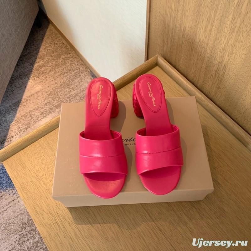 2025 Women Gianvito Rossi Pink Leather Slippers