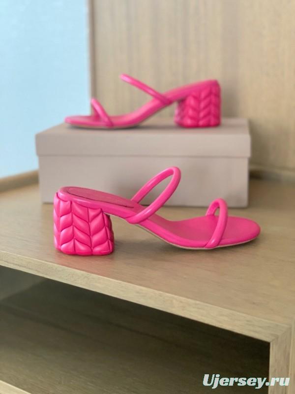 2025 Women Gianvito Rossi Pink Leather Sandals KFY00260