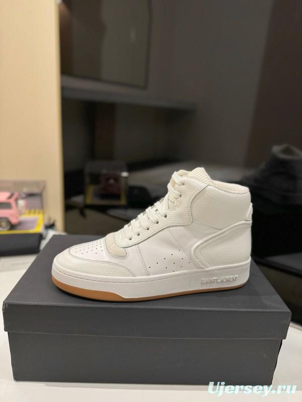 2024 Men Yves Saint Laurent white leather high top sneakers MJ00390