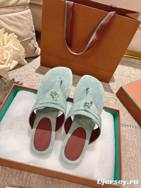 2025 Women Le Parmentier Mint Suede Slippers LY00250