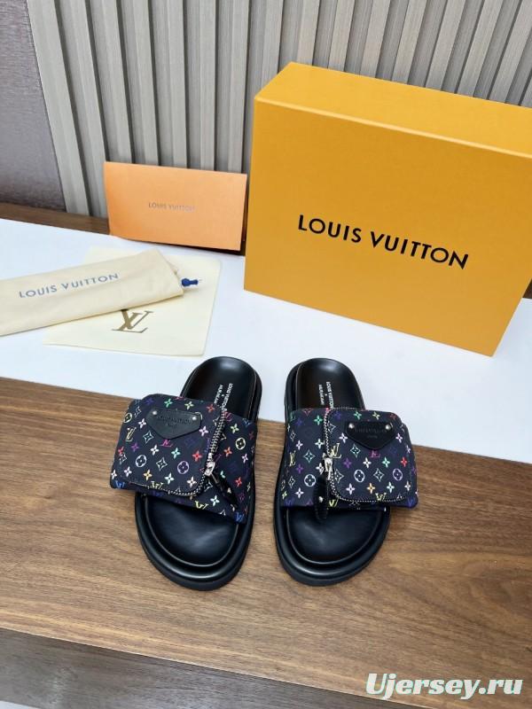 2025 Slippers Louis Vuitton Multicolor Canvas Slippers KFY00230