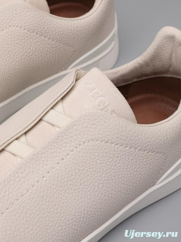 2024 Unisex Ermenegildo Zegna White Leather Suede Sneakers MJ00240