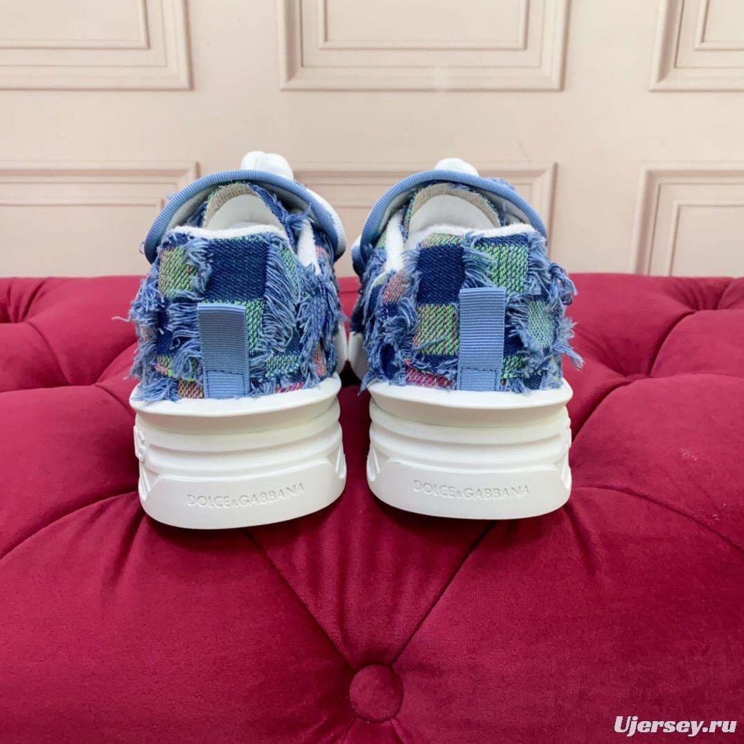2025 Unisex Dolce & Gabbana Blue Green Denim Fabric Sneakers